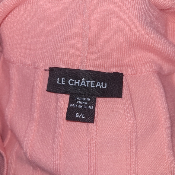 Le Chateau Light Pink Ribbed Wrap Short Sleeve Top L - Picture 7 of 7